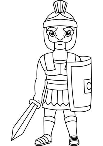 Cartoon Roman Soldier Coloring Page